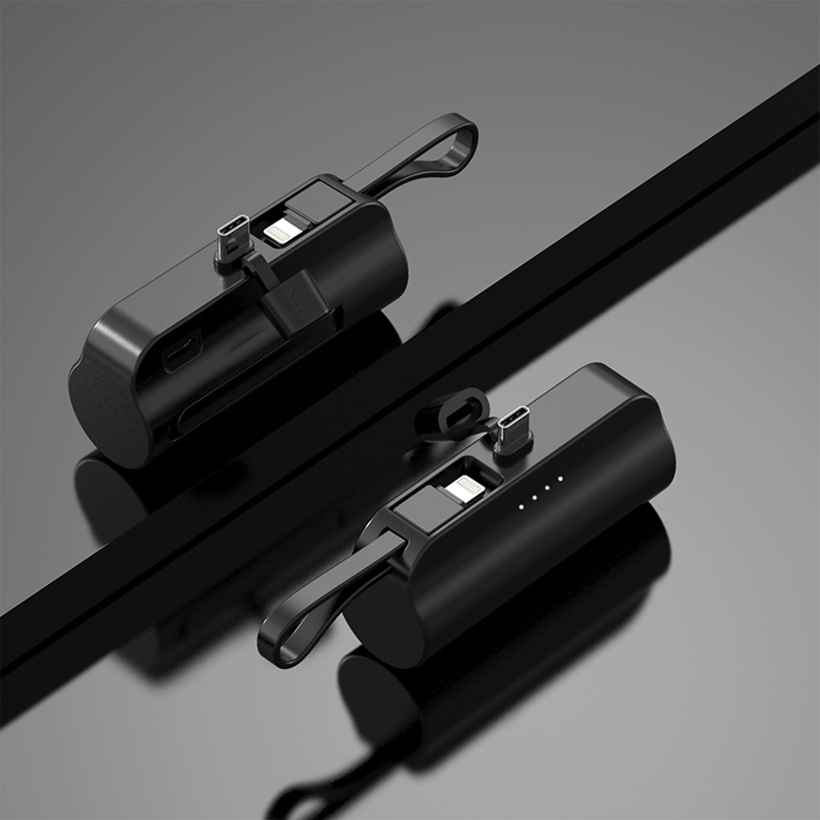 M11 Φορητό Power Bank με διπλή θύρα (TYPE-C χωρίς καλώδιο και LIGHTNING με καλώδιο), 5000 mAh, με κορδόνι και βάση τηλεφώνου, κατάλληλο για επαγγελματικούς λόγους και ταξίδια